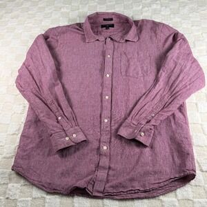 Banana Republic Men's Long Sleeve Linen Button Up Shirt Size‎ XL Dark Pink
